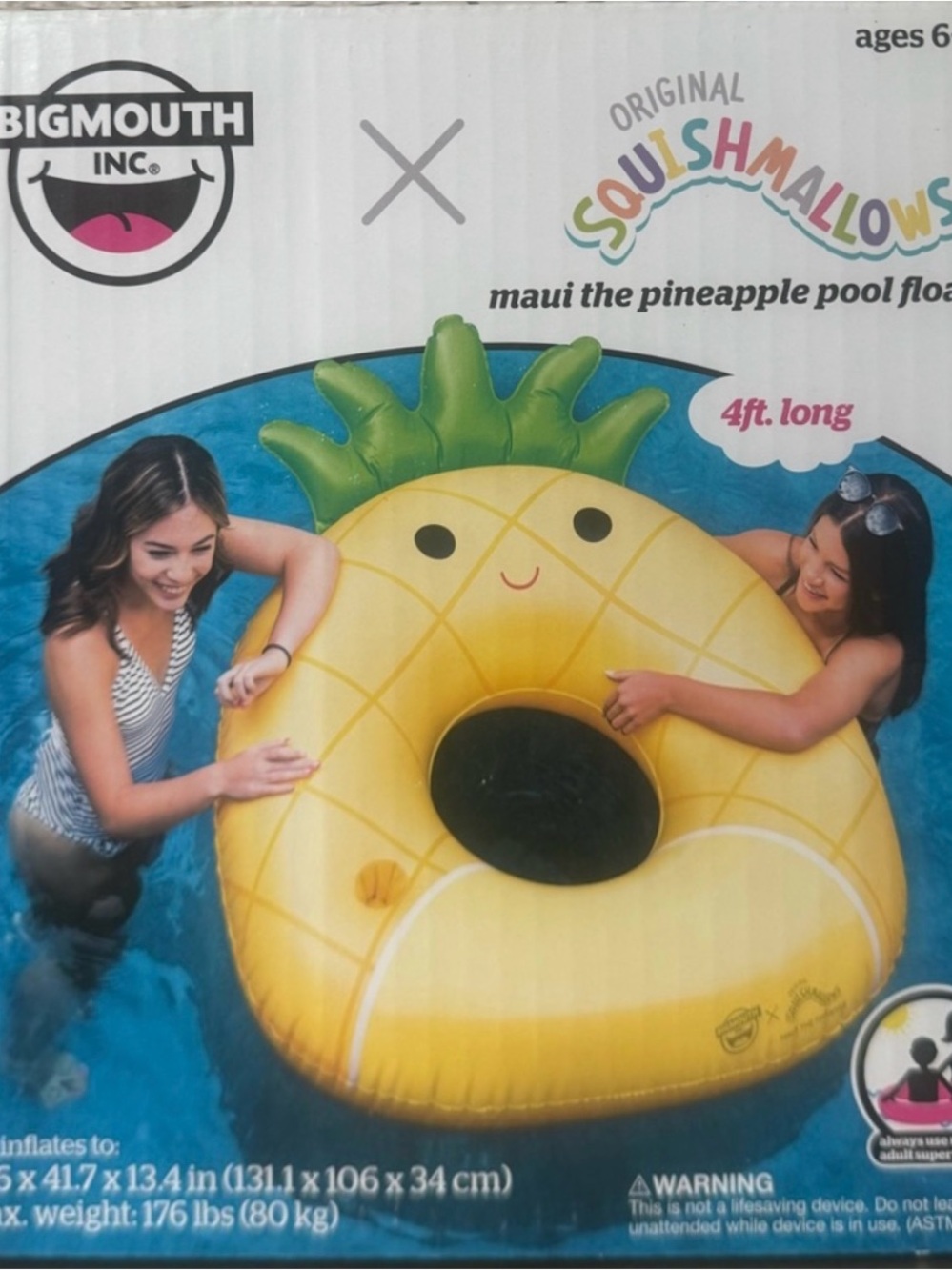 Squishmallows Pineapple Inflatable Pool Float 4ft - Picture 3 of 3